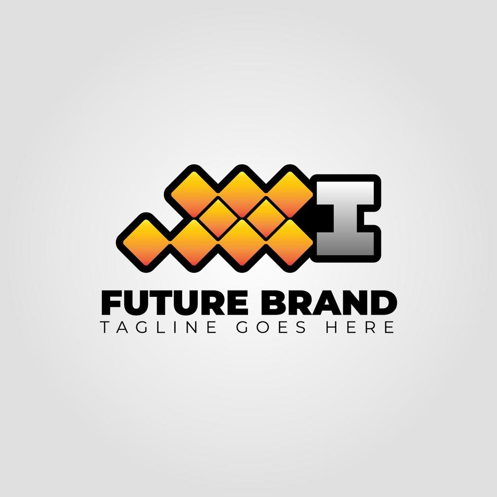 lettre i création de logo vectoriel pixel abstrait futuriste moderne