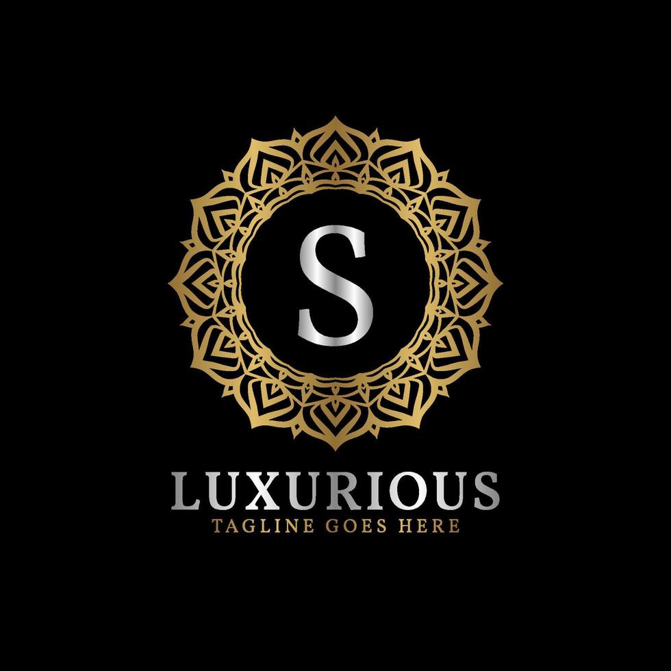 lettre s luxueuse fleur décorative mandala art initiales création de logo vectoriel pour mariage, spa, hôtel, soins de beauté