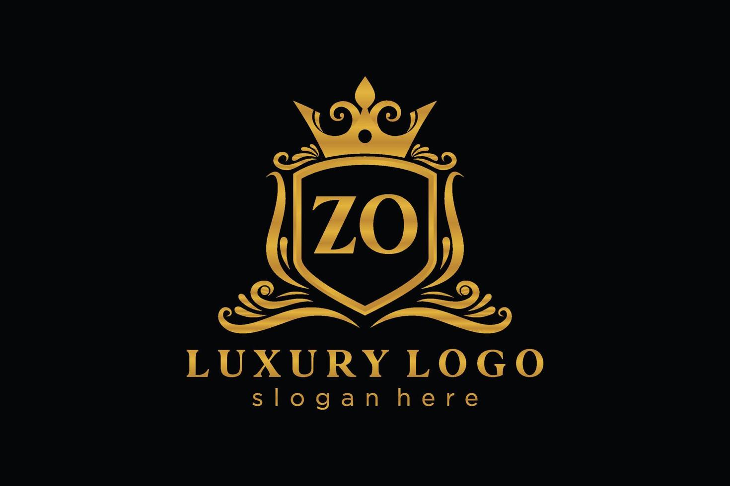 modèle initial de logo de luxe royal de lettre zo dans l'art vectoriel pour le restaurant, la royauté, la boutique, le café, l'hôtel, l'héraldique, les bijoux, la mode et d'autres illustrations vectorielles.