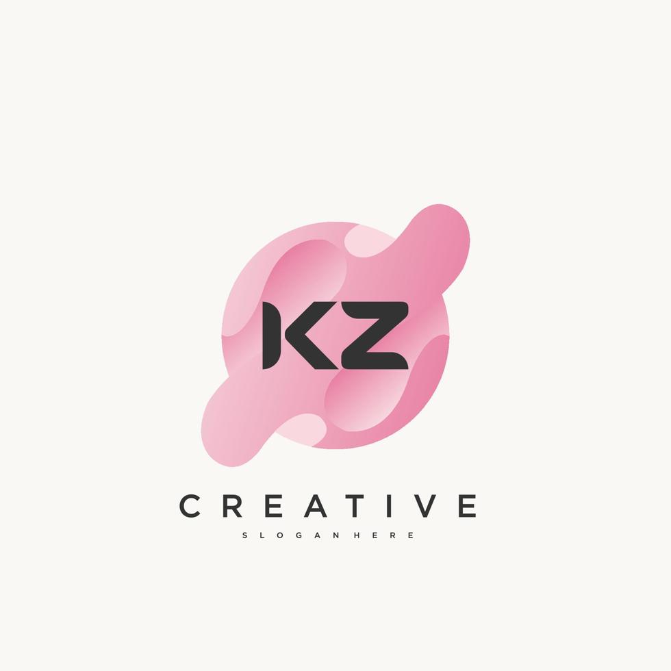 kz lettre initiale logo coloré icône éléments de modèle de conception vecteur