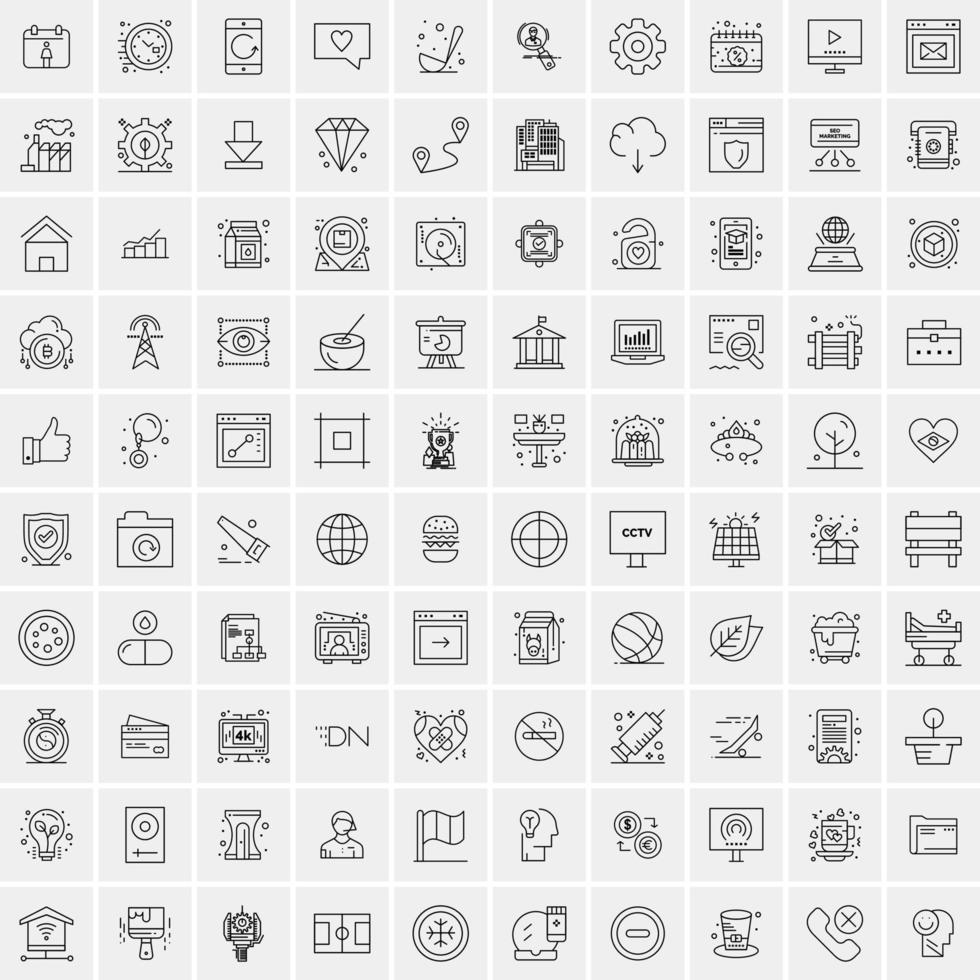 100 icônes d'affaires pour le web et le matériel imprimé vecteur