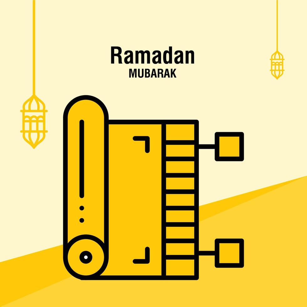 modèle de voeux ramadan kareem croissant islamique et illustration vectorielle de lanterne arabe vecteur