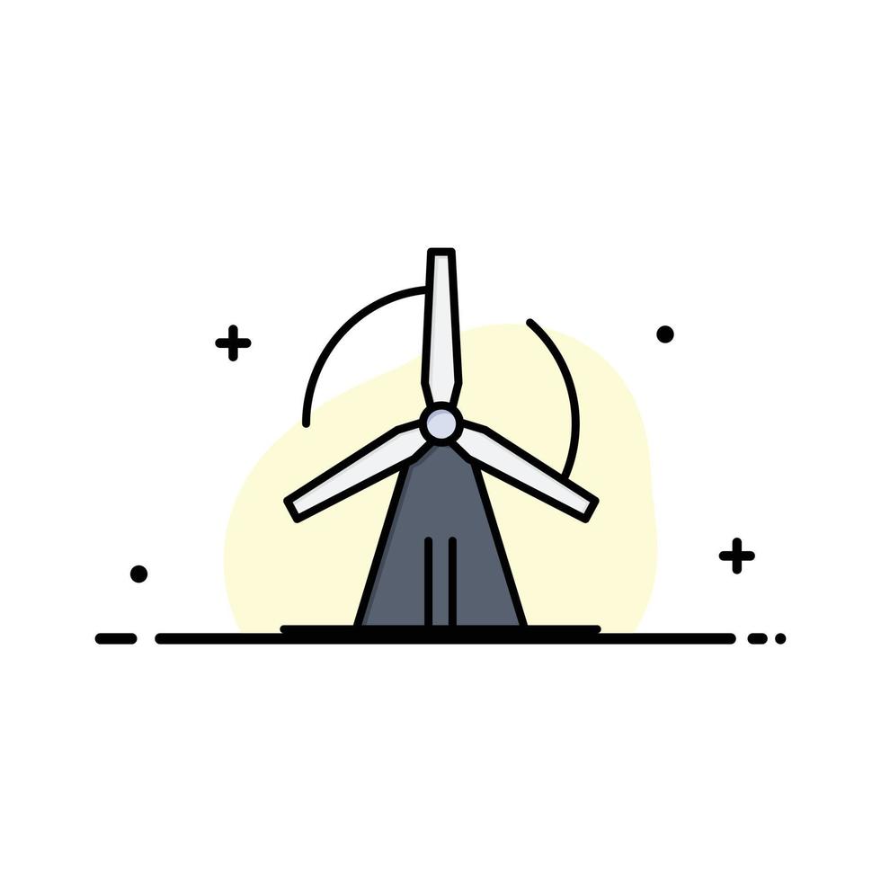 modèle de logo d'entreprise de puissance d'énergie éolienne de turbine couleur plate vecteur