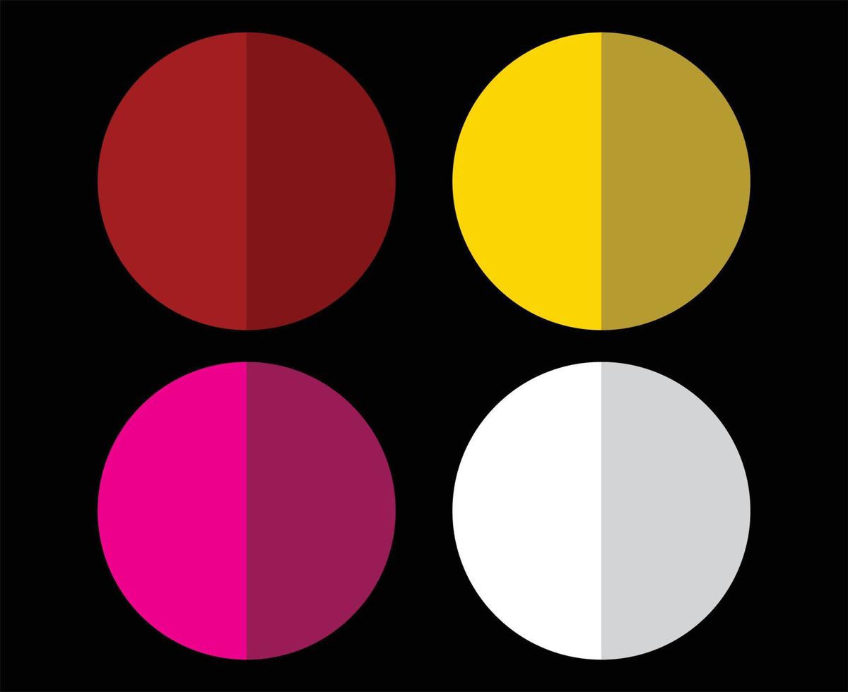 cercles de couleurs différentes avec ombre sur fond noir vecteur