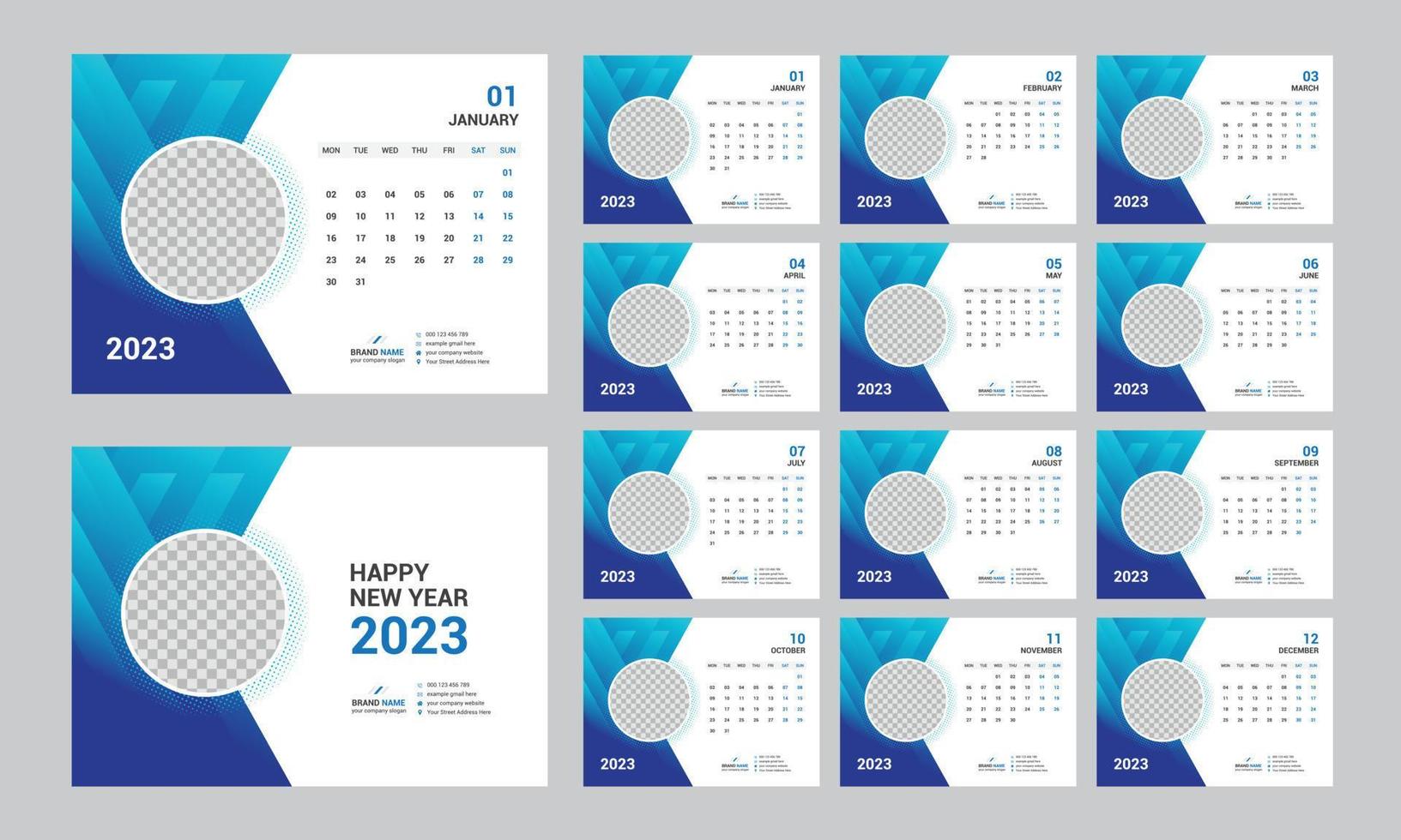 modèle de calendrier de bureau 2023 vecteur