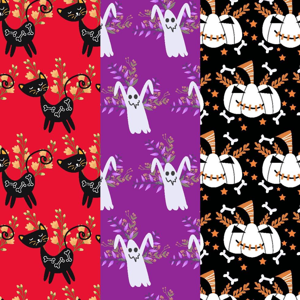 collection de motifs d'halloween adaptés au papier peint vecteur