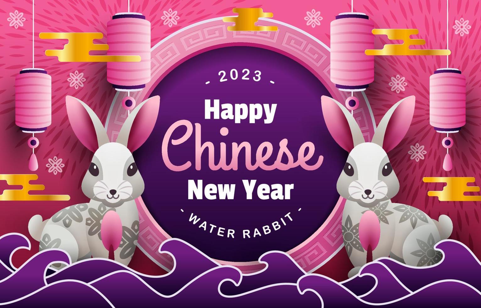 fond de lapin d'eau du nouvel an chinois vecteur
