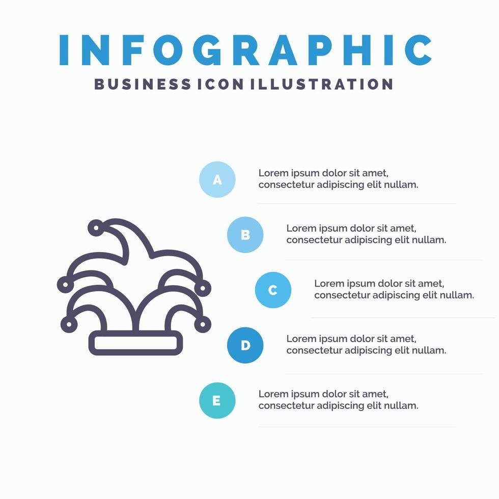 meilleure icône de ligne madrigal roi de la couronne avec fond d'infographie de présentation en 5 étapes vecteur