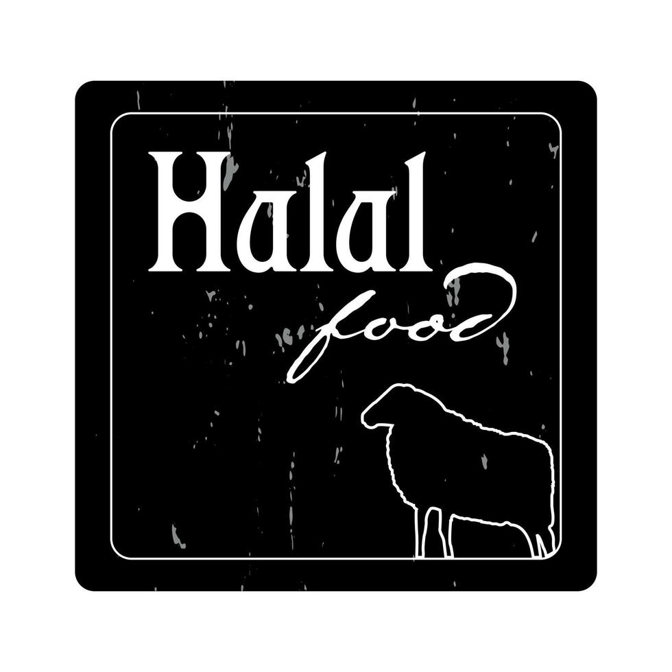 autocollant noir pour l'emballage de produits halal avec la silhouette d'un bélier vecteur