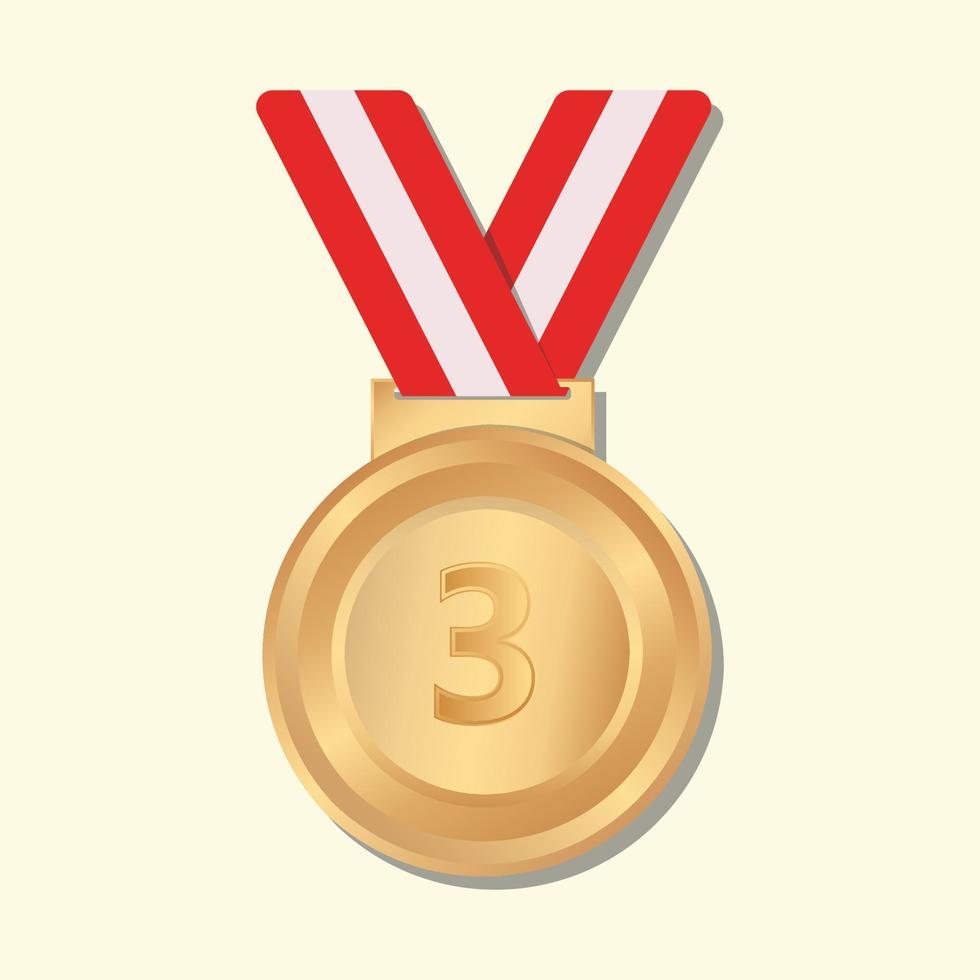 médaille de champion olympique 3e illustration de clip art bronze, gagnant 3e. vecteur