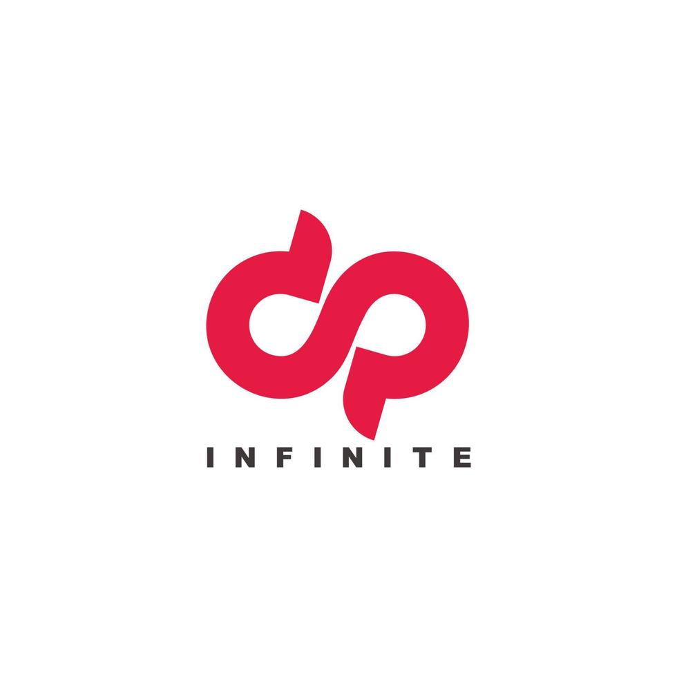 simple lettre dp infini symbole courbes boucle conception logo vecteur