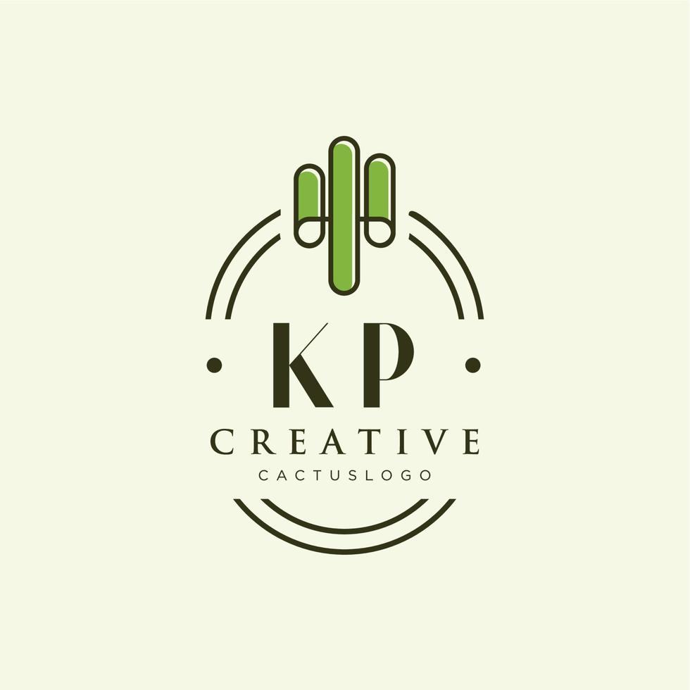 kp lettre initiale cactus vert logo vecteur