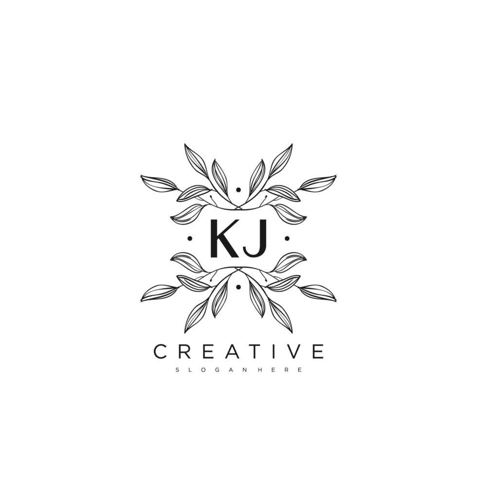 kj lettre initiale fleur logo modèle vecteur art vectoriel premium