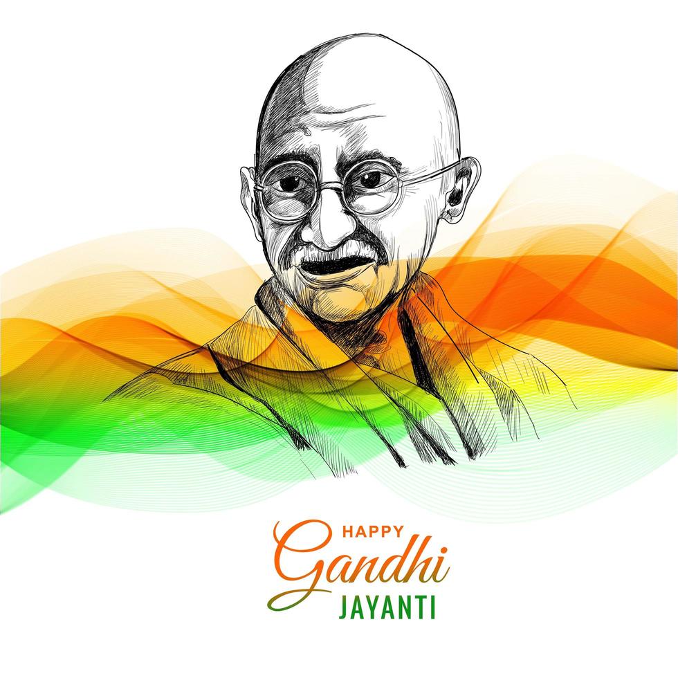 heureux gandhi jayanti pour fond de vague vecteur