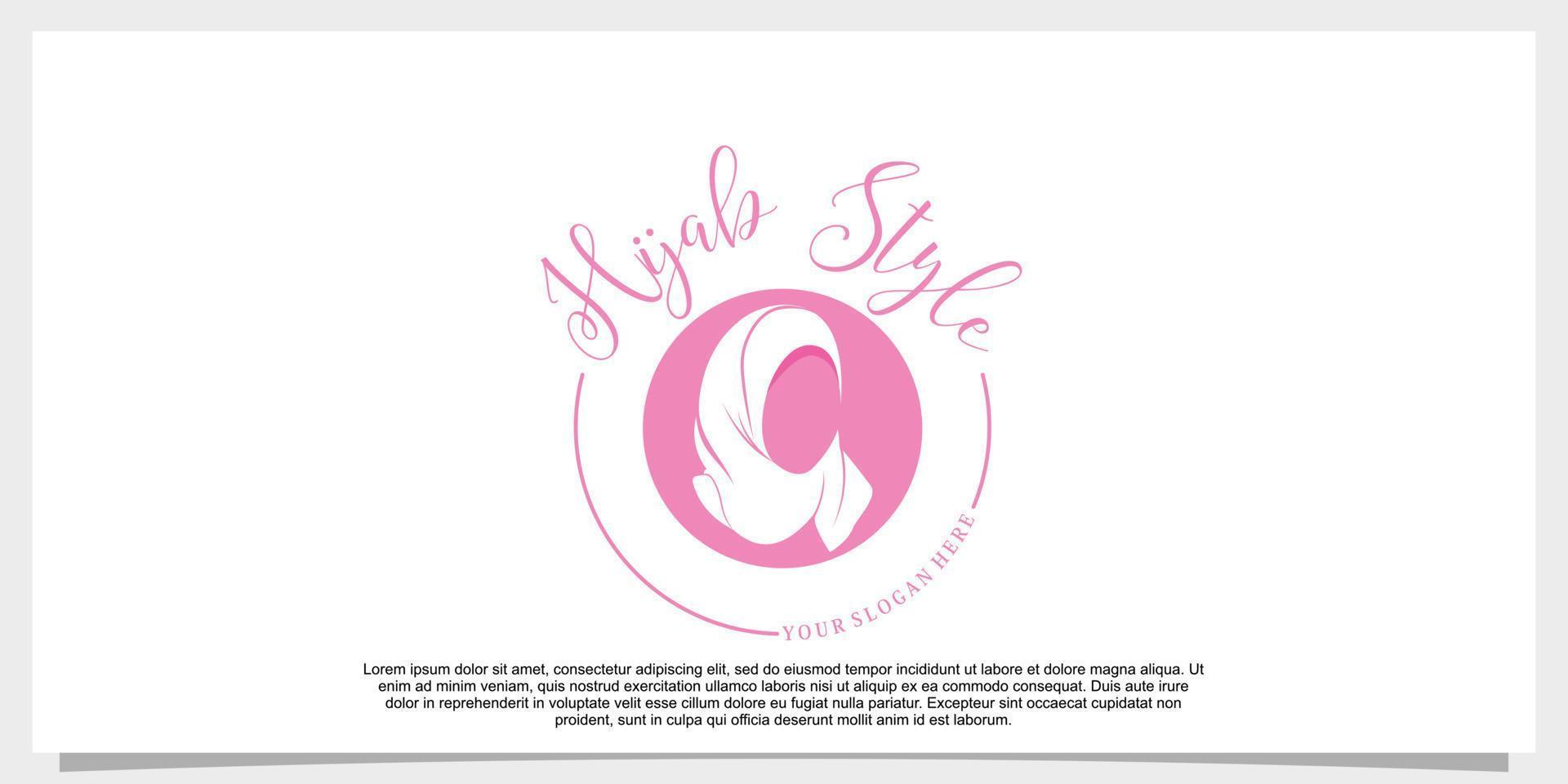 vecteur de conception de logo de style hijab avec modèle de concept créatif