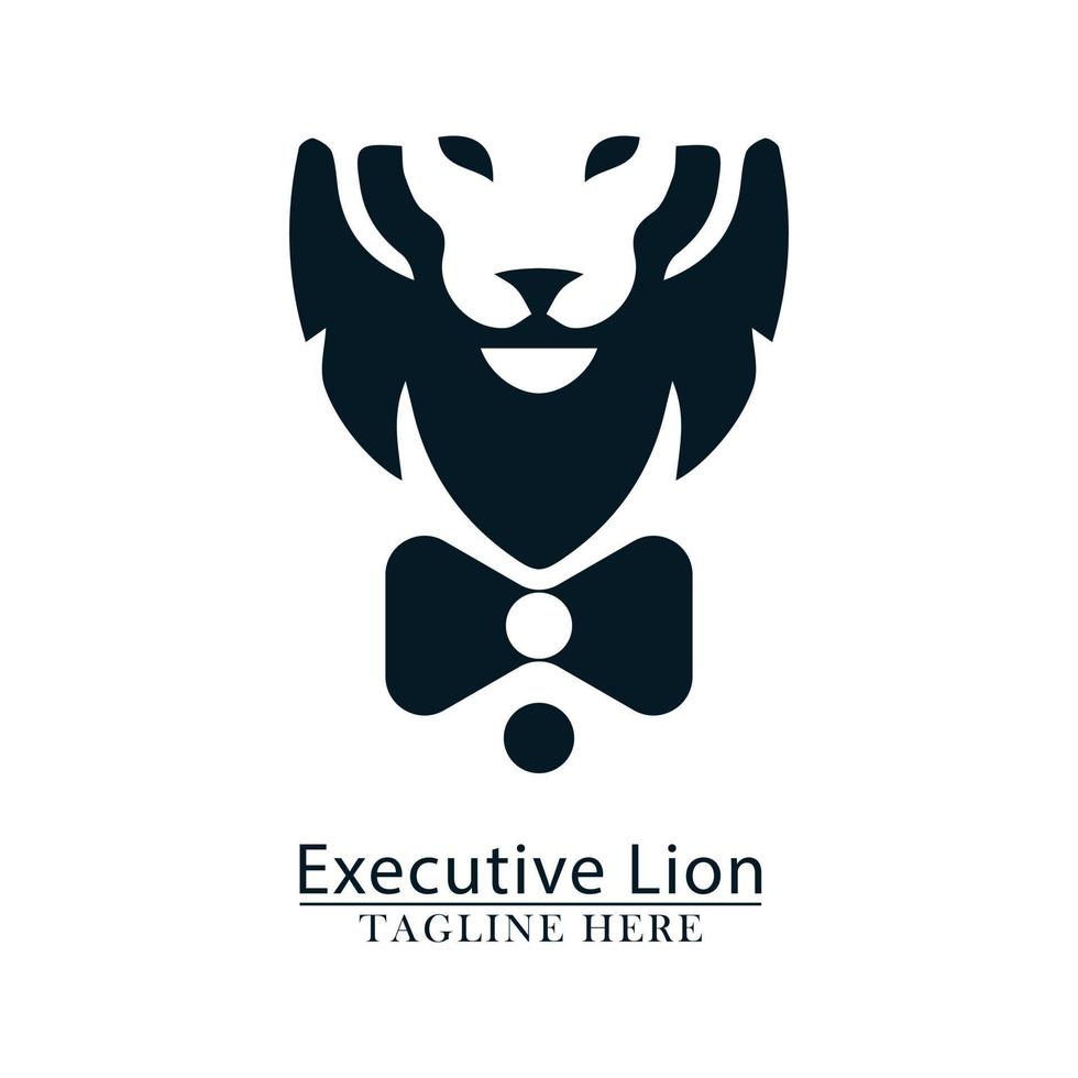 tête de lion noeud papillon exécutif concept icône logo vecteur