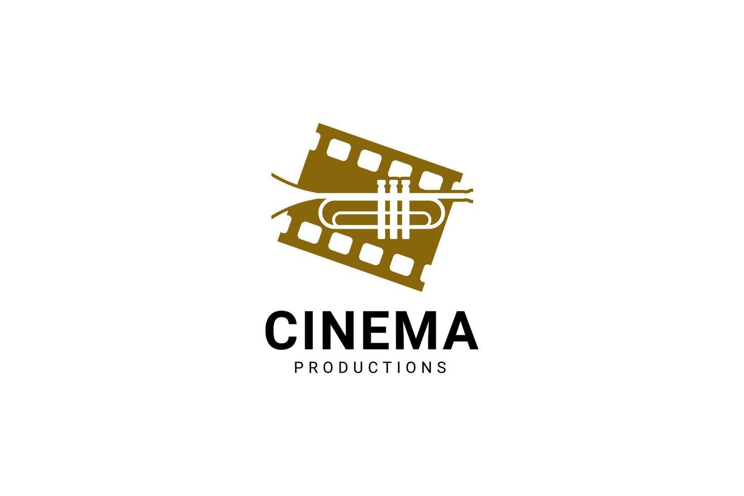 logo de cinéma simple. avec de la musique jazz. éléments de modèle de conception de logo vectoriel plat qui peuvent être utilisés pour les logos de vidéo et de film.