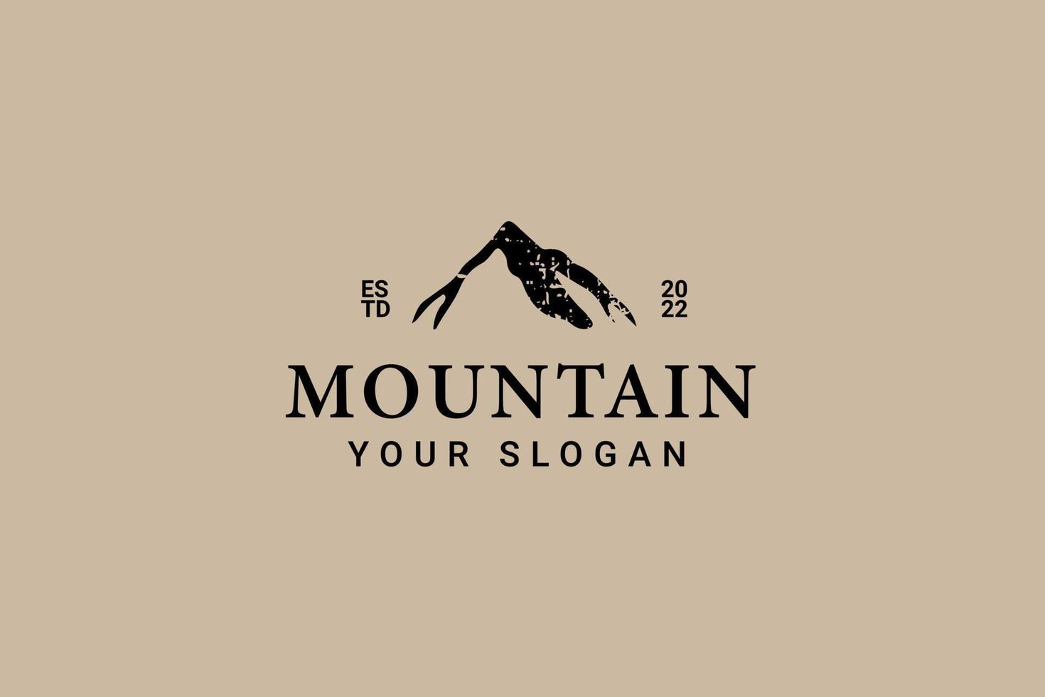 montagne de vecteur avec texture. logo d'époque.