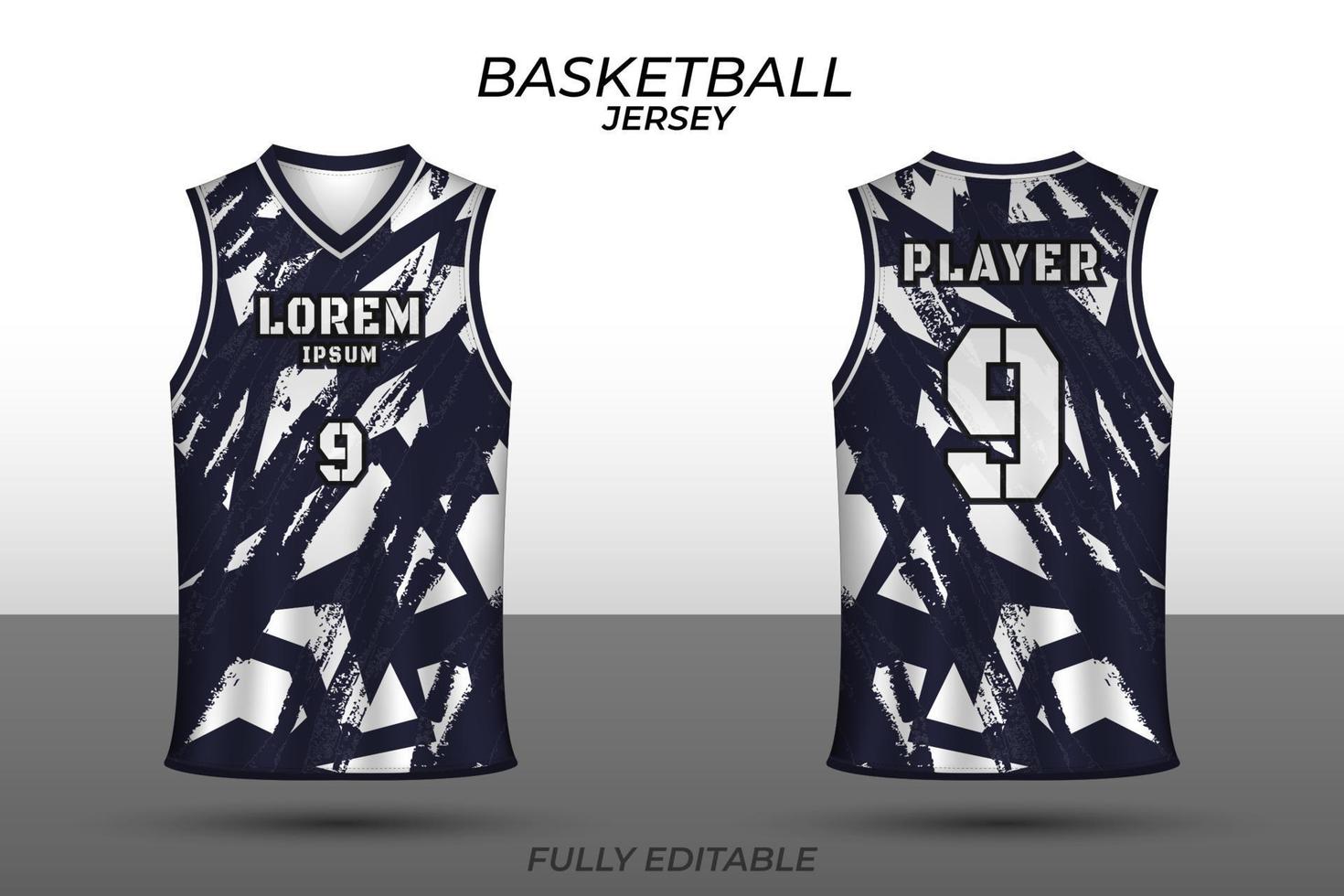 modèle de conception de maillot de basket-ball. uniforme devant et derrière. vecteur de maillot de sport.