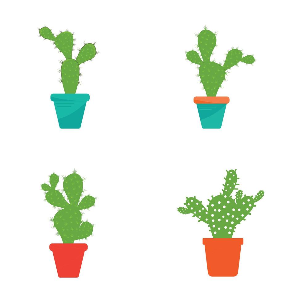 cactus en illustration vectorielle de logo de pot de fleurs vecteur