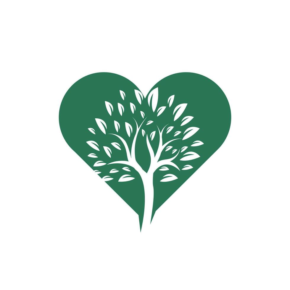 création de logo de coeur d'arbre. modèle de conception de logo de santé et de soins. vecteur