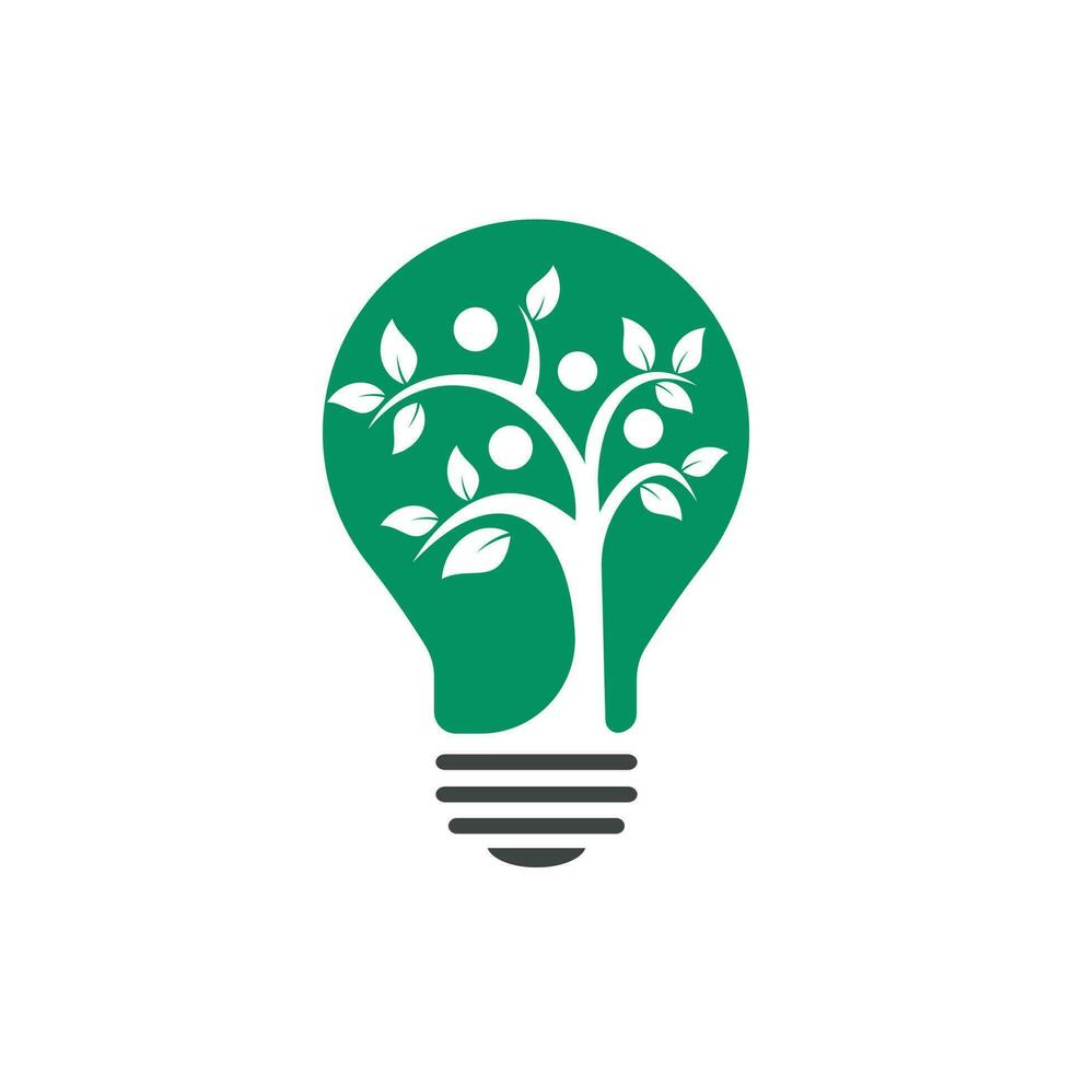 lampe à ampoule et création de logo d'arbre de personnes. création de logo de santé et de soins humains. symbole d'innovation d'idée de nature. vecteur