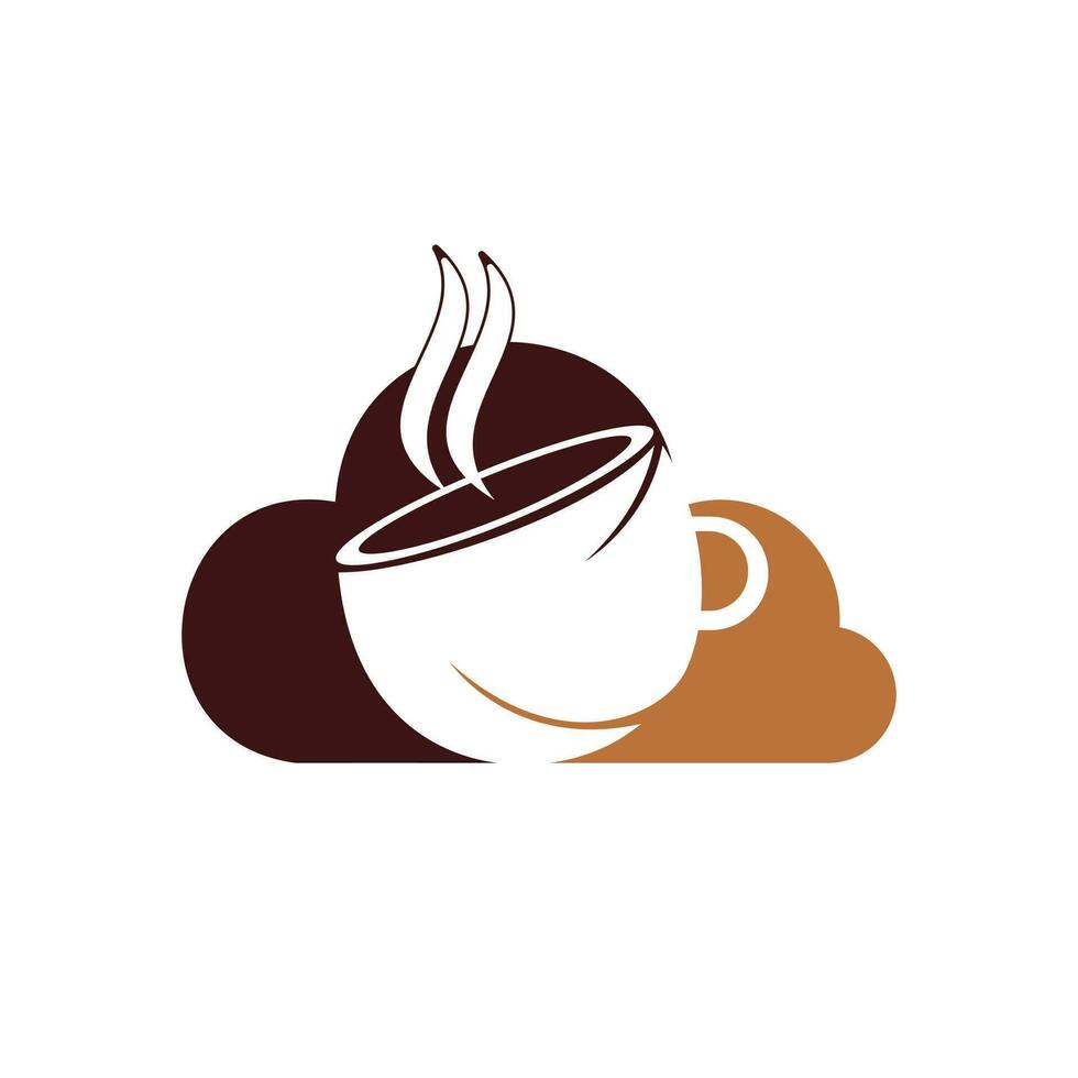 création d'icône de logo de nuage de café. tasse à café sur la création de logo cloud. vecteur