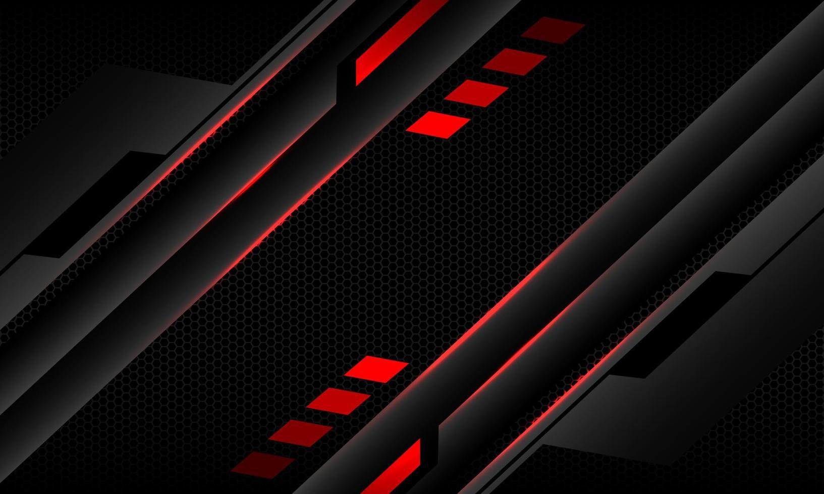 abstrait métallique rouge ligne noir cyber dynamique géométrique bannière sur noir hexagone maillage modèle conception ultramoderne luxe futuriste technologie fond vecteur