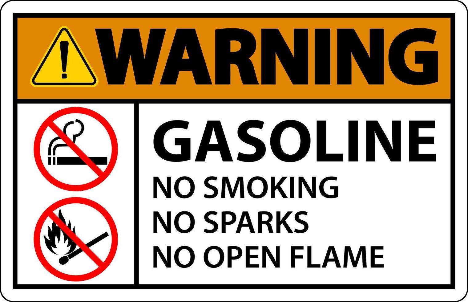 avertissement essence interdiction de fumer étincelles ou signe de flammes nues vecteur