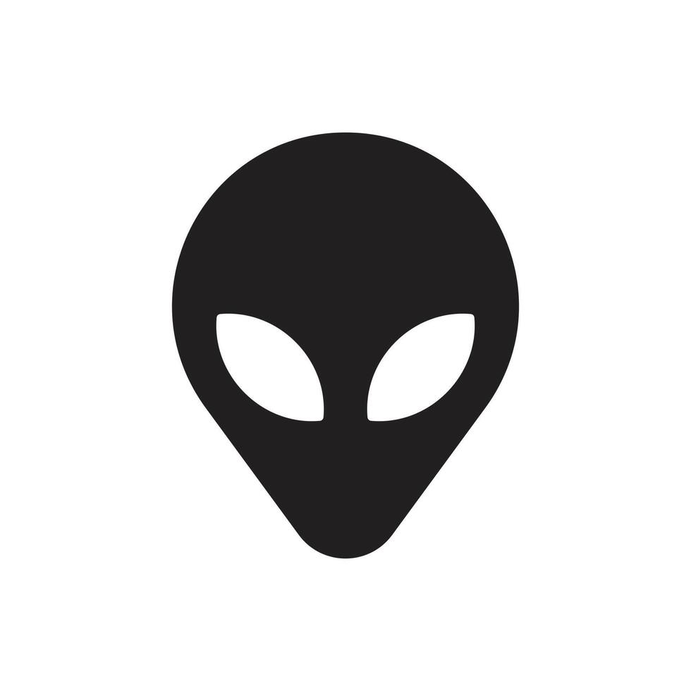 eps10 vecteur noir visage extraterrestre extraterrestre ou tête icône d'art solide isolé sur fond blanc. symbole extraterrestre dans un style moderne et plat simple pour la conception de votre site Web, votre logo et votre application mobile