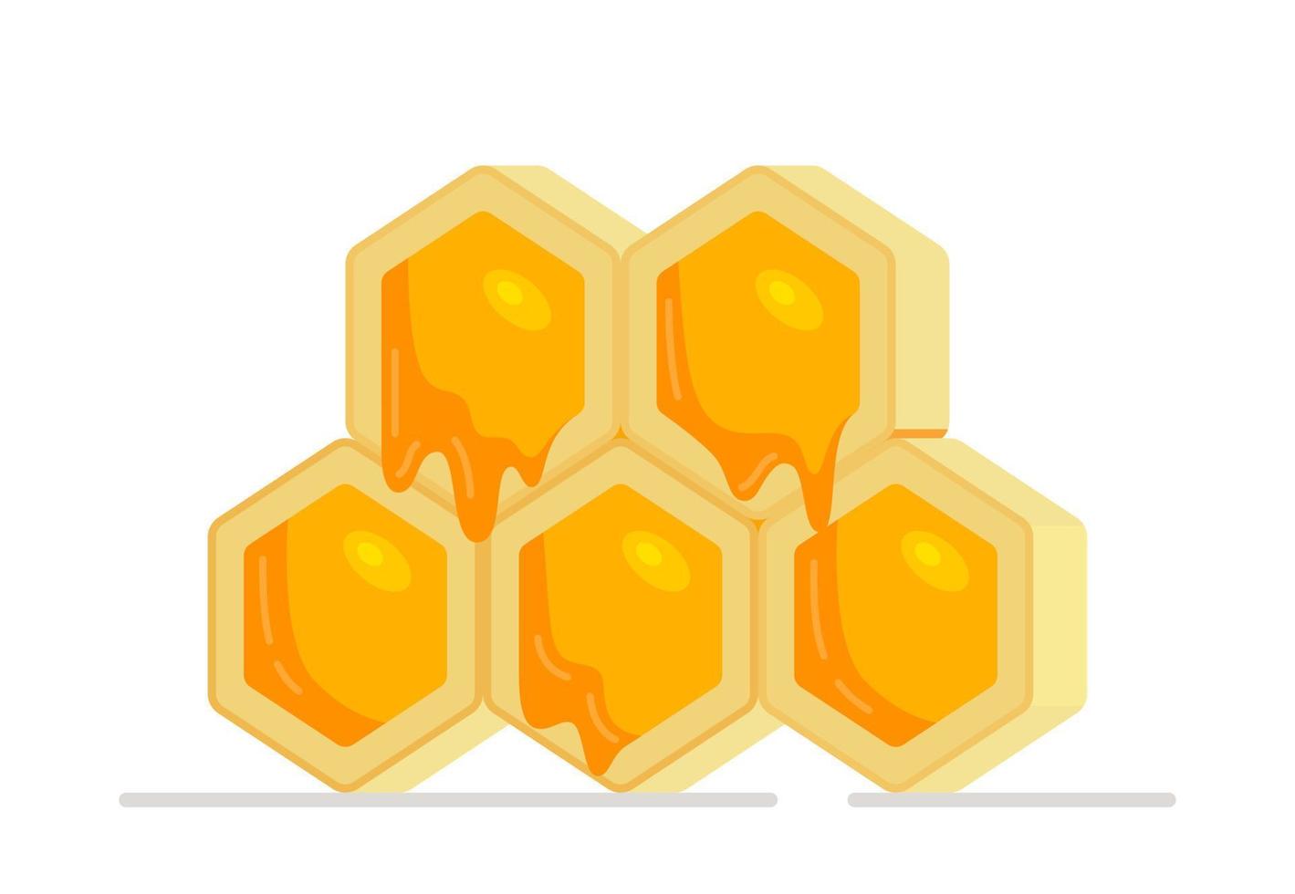 nid d'abeille juteux avec du miel frais. illustration vectorielle de texture de miel aux couleurs vives. utile et délicieux. isolé sur fond blanc. vecteur