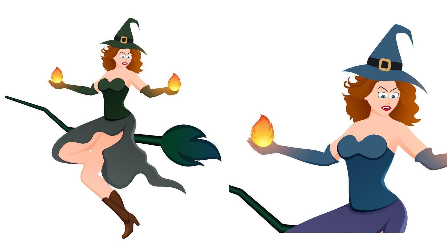 joyeux halloween, illustration vectorielle de personnage de sorcière sur fond blanc. vecteur