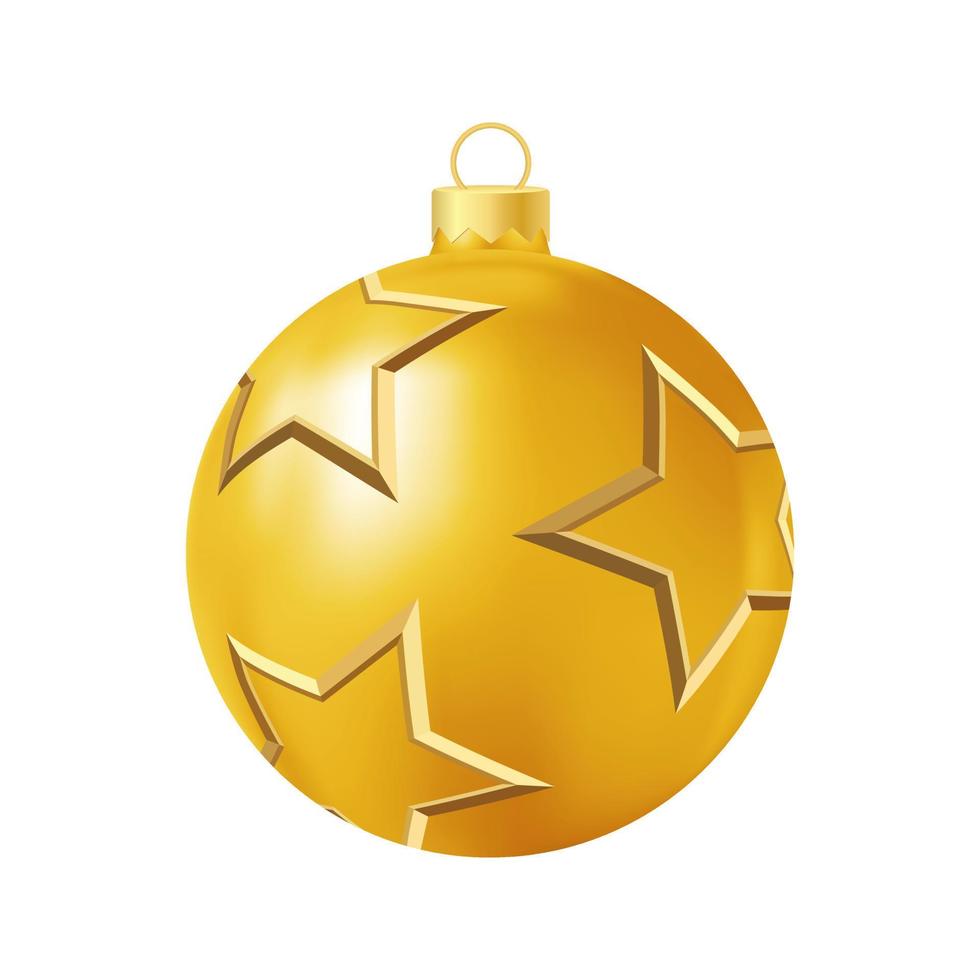 jouet d'arbre de noël jaune avec des étoiles dorées illustration de couleur réaliste vecteur