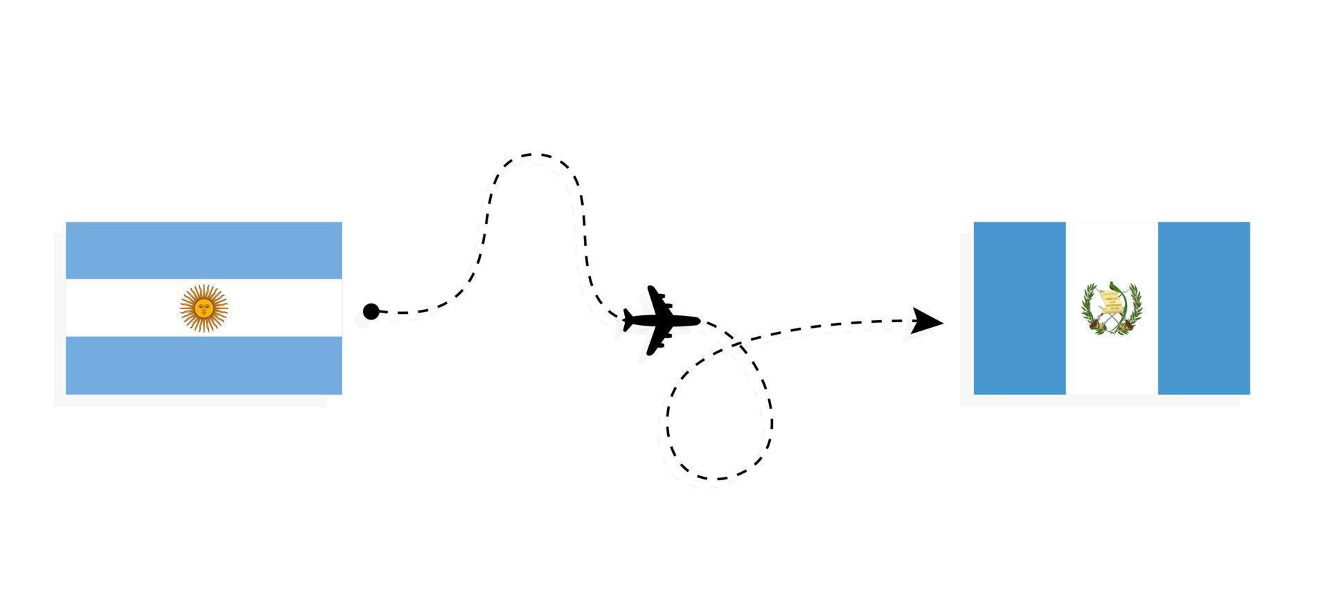 vol et voyage de l'argentine au guatemala par concept de voyage en avion de passagers vecteur