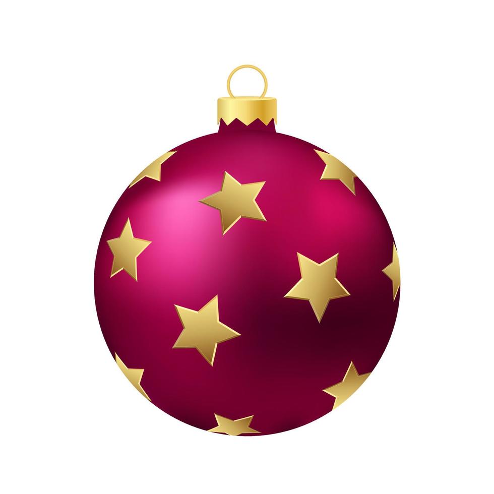 jouet de sapin de noël rose ou illustration de couleur volumétrique et réaliste de boule vecteur