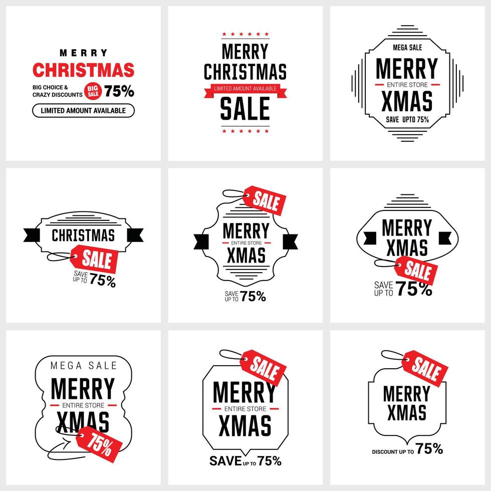 carte de joyeux noël avec un design élégant et un vecteur de typographie