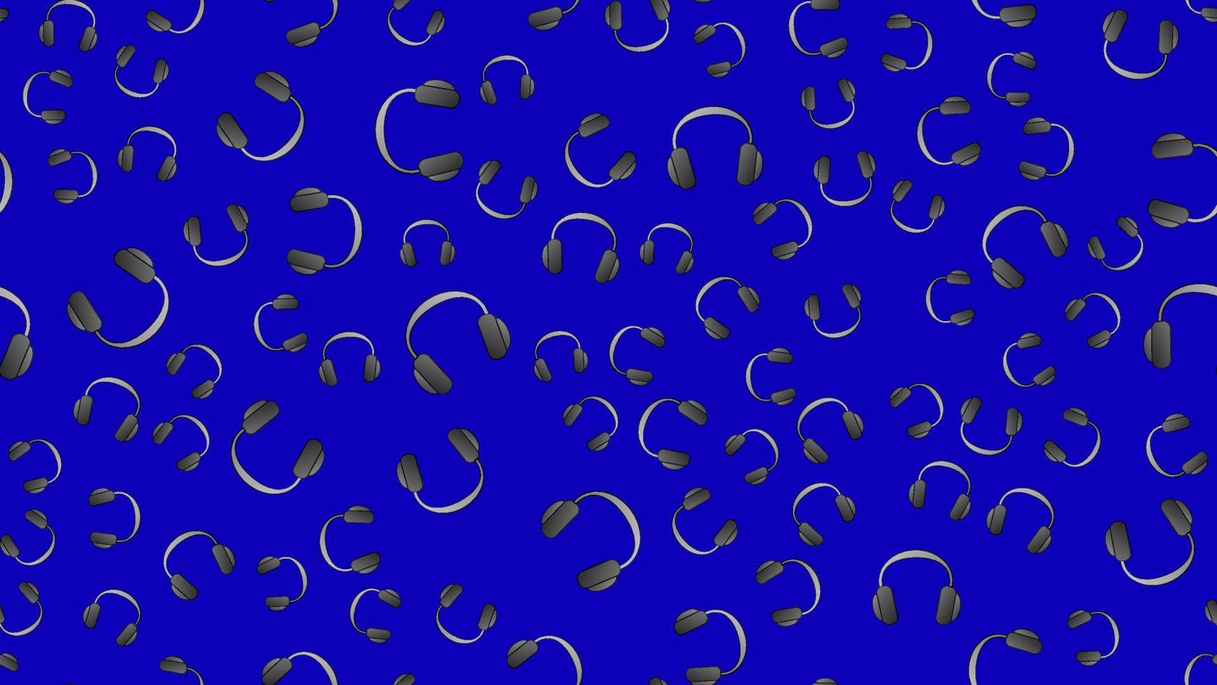 motif harmonieux sans fin de casque audio disco de belle musique sur fond bleu. illustration vectorielle vecteur