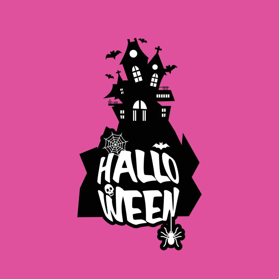 conception d'halloween avec typographie et illustration vectorielle de fond clair vecteur