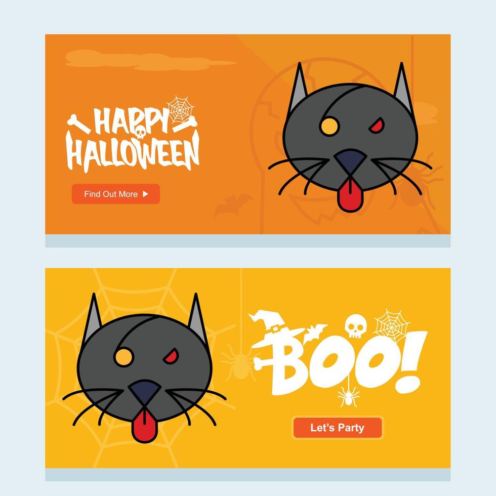 conception d'invitation joyeux halloween avec vecteur de chat