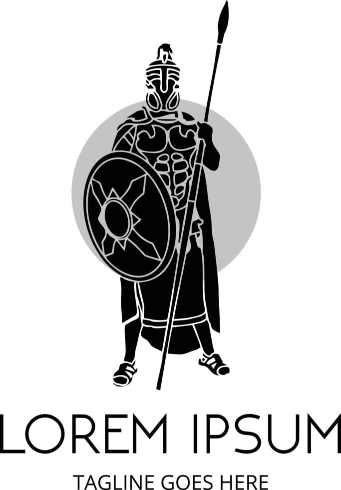 logo classique vectoriel soldat gardien grec isolé sur fond blanc