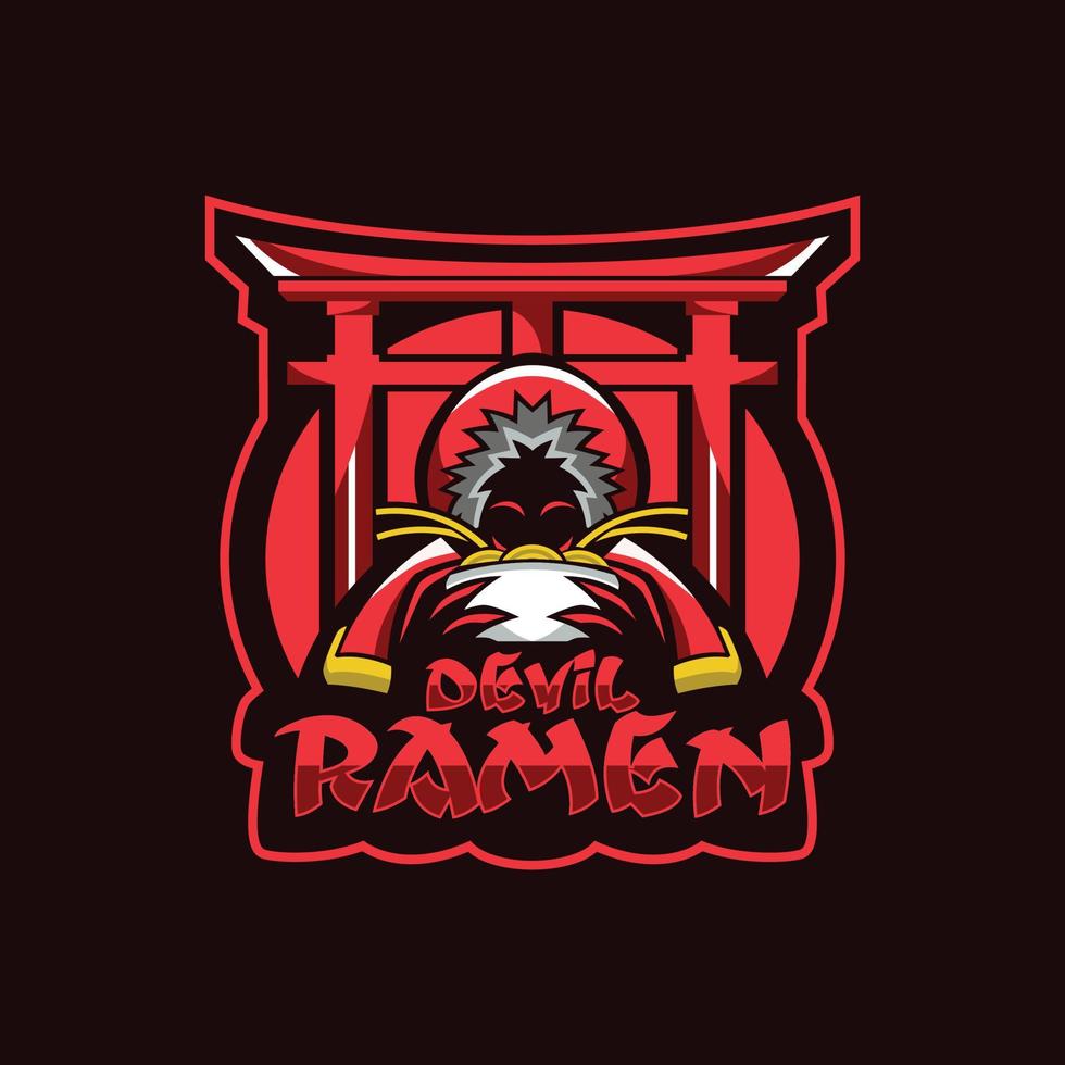 création de logo de mascotte de ramen diable vecteur