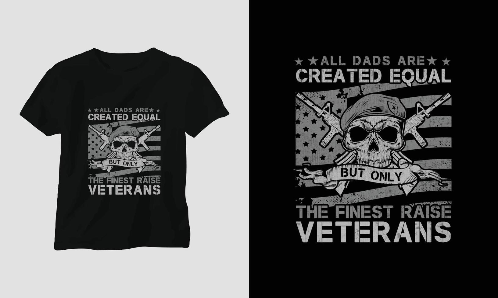 conception de t-shirt de la journée des anciens combattants avec le soldat, le drapeau, les armes et le crâne. style vintage avec effet grunge vecteur