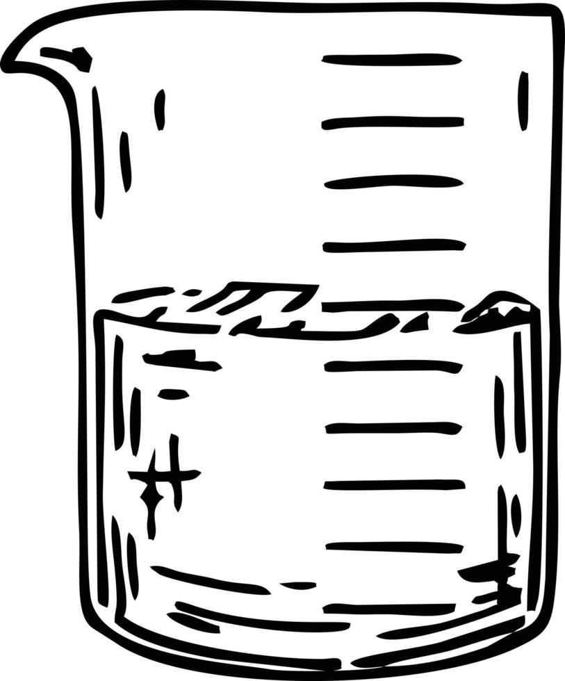 croquis d'un objet de laboratoire chimique. flacons pharmaceutiques, béchers et tubes à essai vecteur