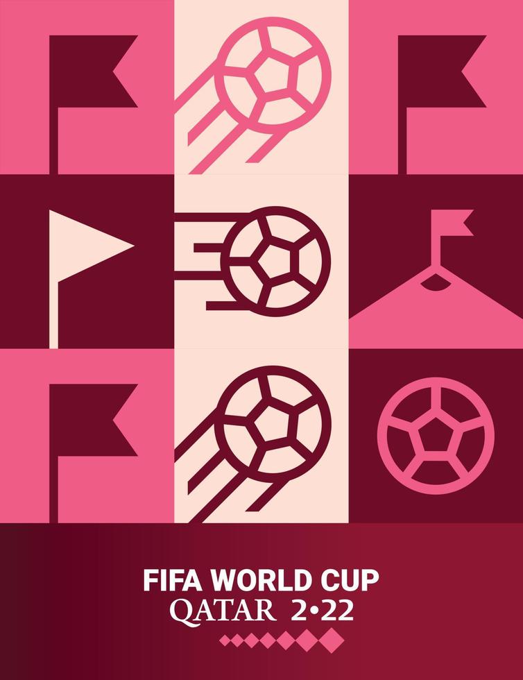 affiche géométrique football doha qatar 2022 créatif. arrière-plan du modèle de flyer web football vecteur