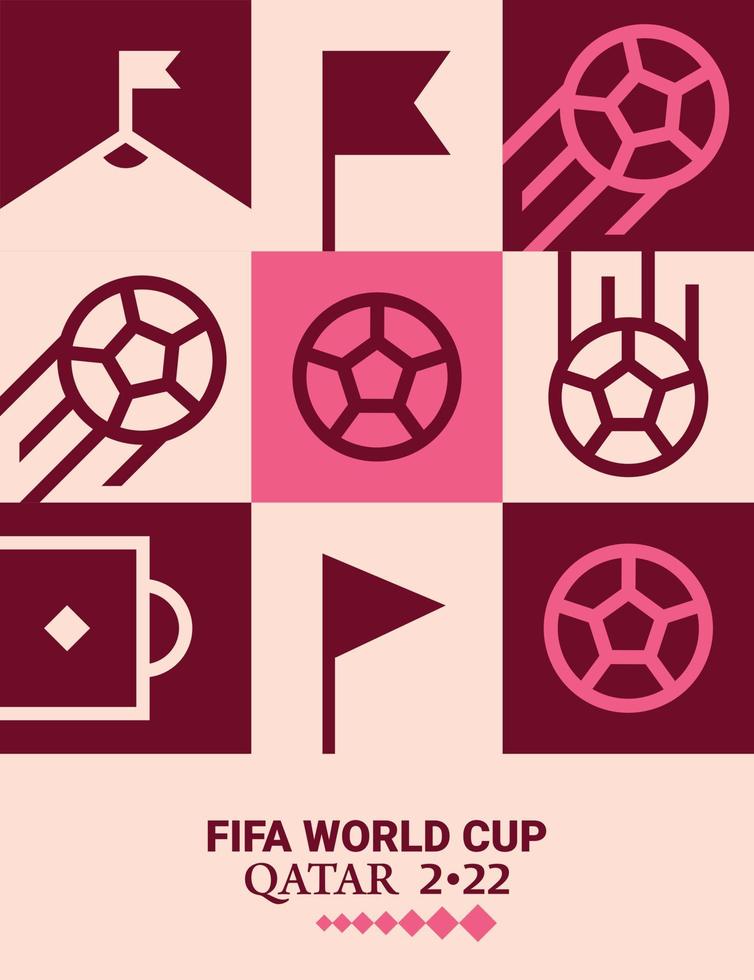 affiche géométrique football doha qatar 2022 créatif. arrière-plan du modèle de flyer web football vecteur