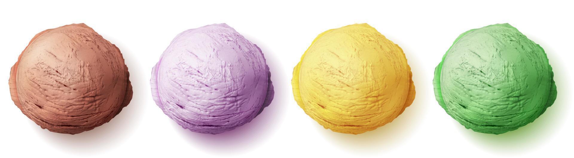 vecteur réaliste de boule de crème glacée, scoop sundae