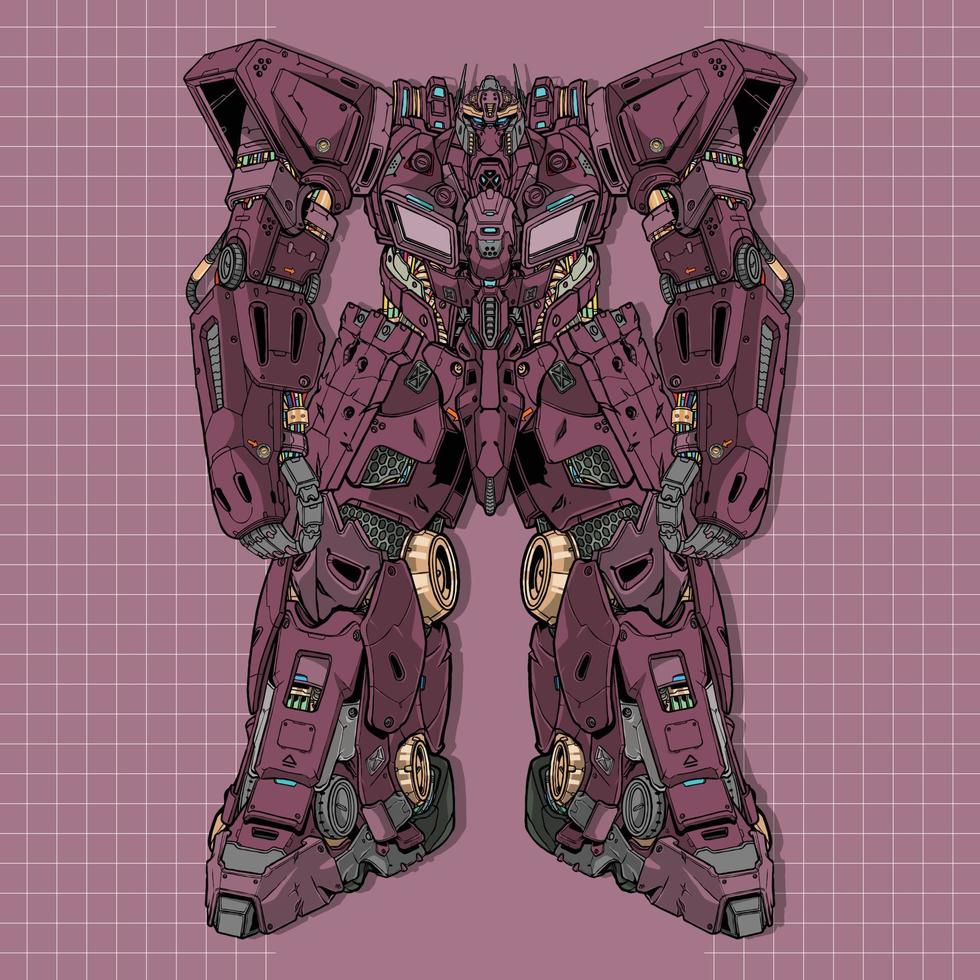 combat mobile gundam mecha robot construit par la tête bras corps jambe arme illustration vecteur