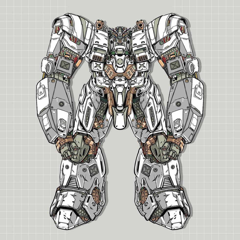 combat mobile gundam war mecha robot construit par tête bras corps jambe arme illustration vecteur