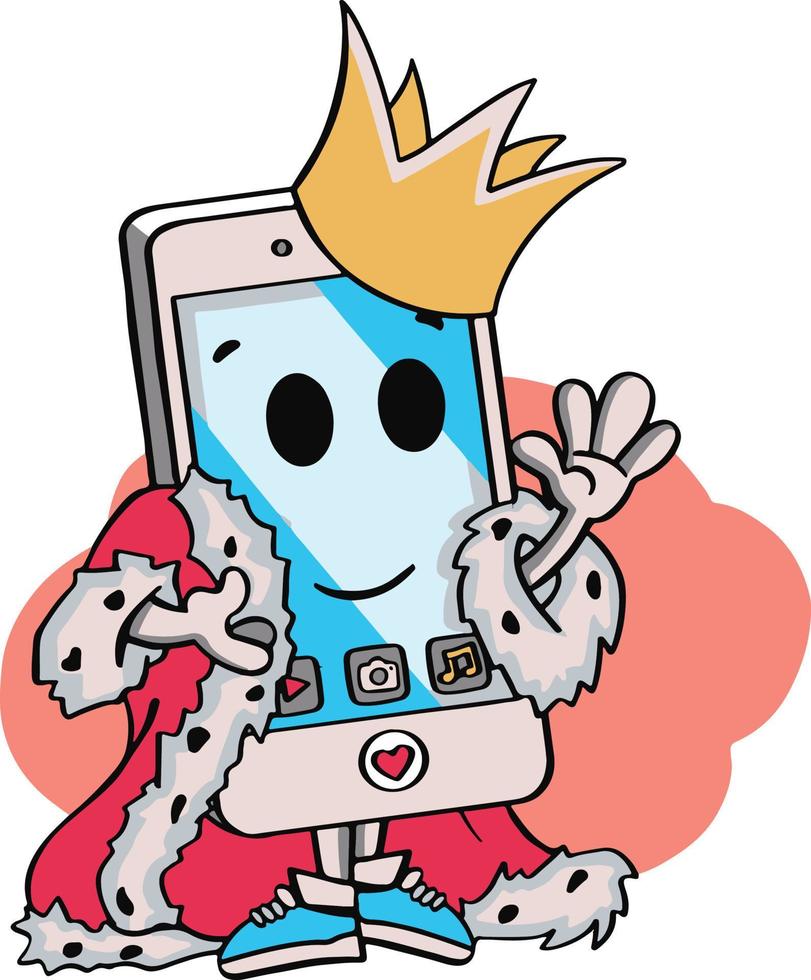 roi du téléphone, icône dessinée à la main du service mobile royal vecteur