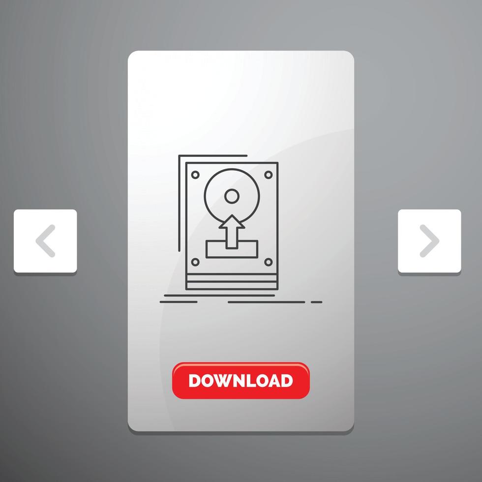 installer. conduire. disque dur. enregistrer. icône de ligne de téléchargement vecteur